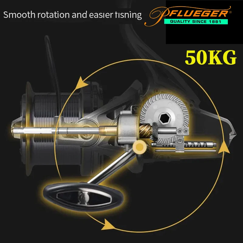 Pflueger 50KG – Carrete giratorio de velocidad para pesca profunda - imagen 2