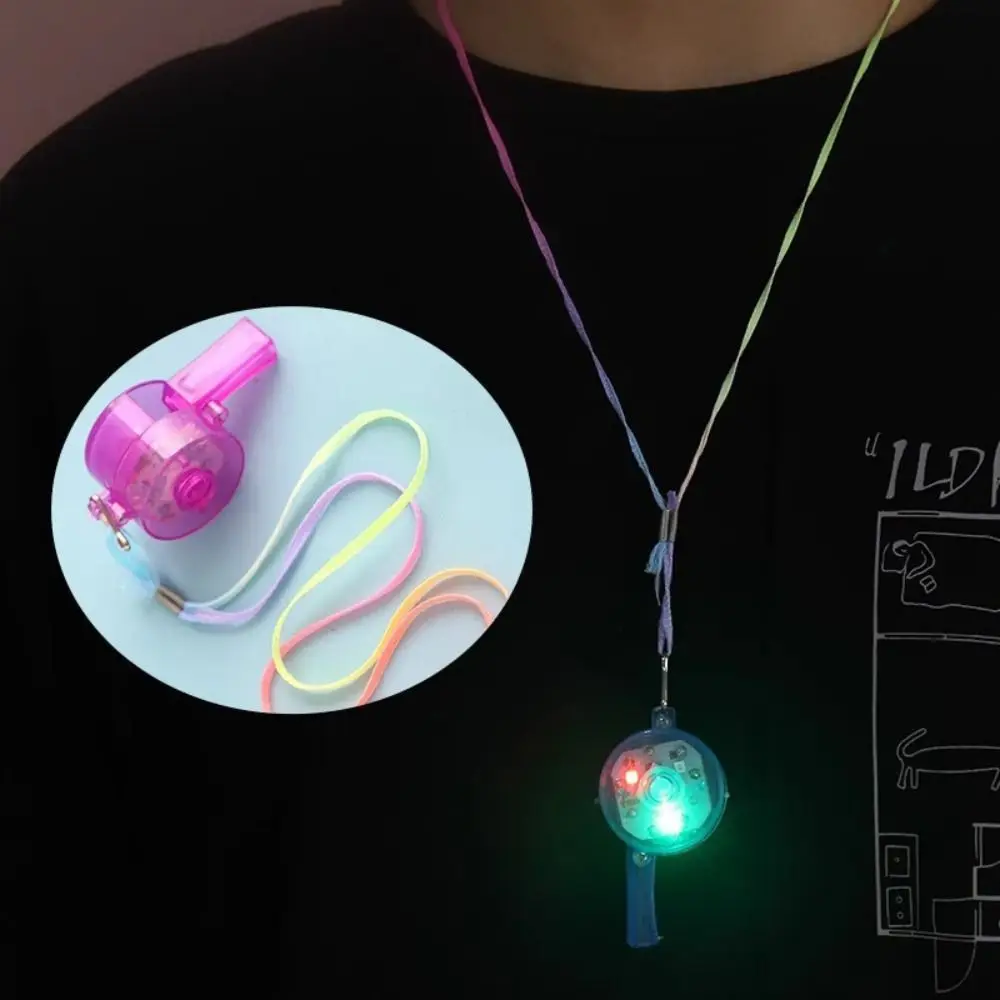 Silbato de luz LED Multicolor creativo de 5 uds con cordón silbato intermitente redondo silbato de fiesta de dibujos animados portátil - imagen 5