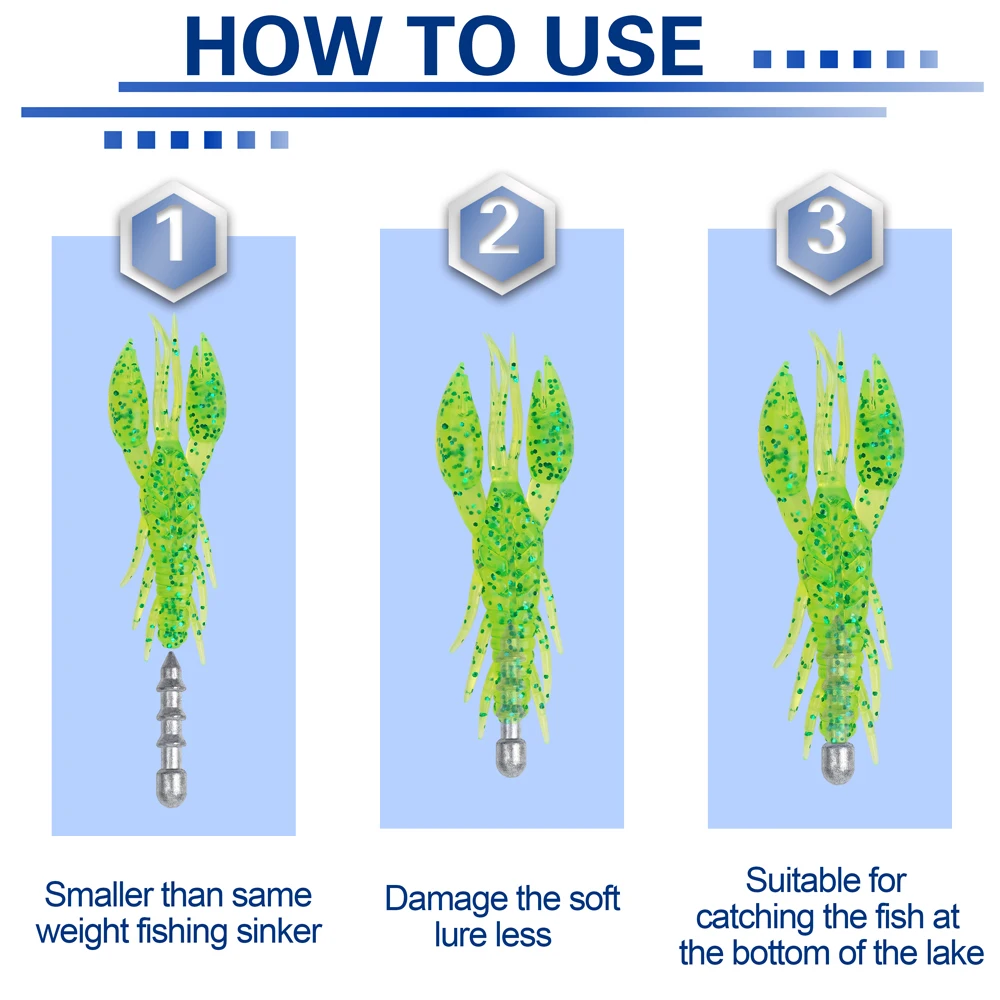 Pesas de plomo para uñas, plomos de 0,85g-3,5g para manicura de gusano, insertos de lápiz para Bass, Carolina Rig, Texas Rig, aparejo cracky, 10 piezas - imagen 5