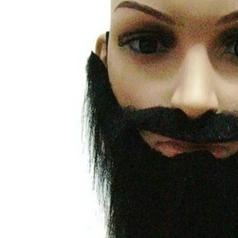 Barba falsa larga, bigote, decoración para fiesta de Halloween, suministros para festivales, hombres, barba Artificial en forma de U, recuerdos de fiesta - imagen 5