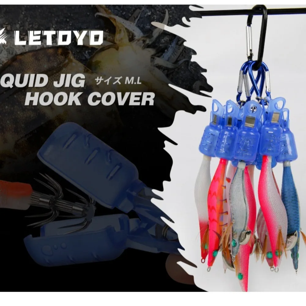 9 Uds Universal con mosquetón calamar Jig aparejos de pesca Webfoot pulpo Egi ganchos cubierta Protector de cebo