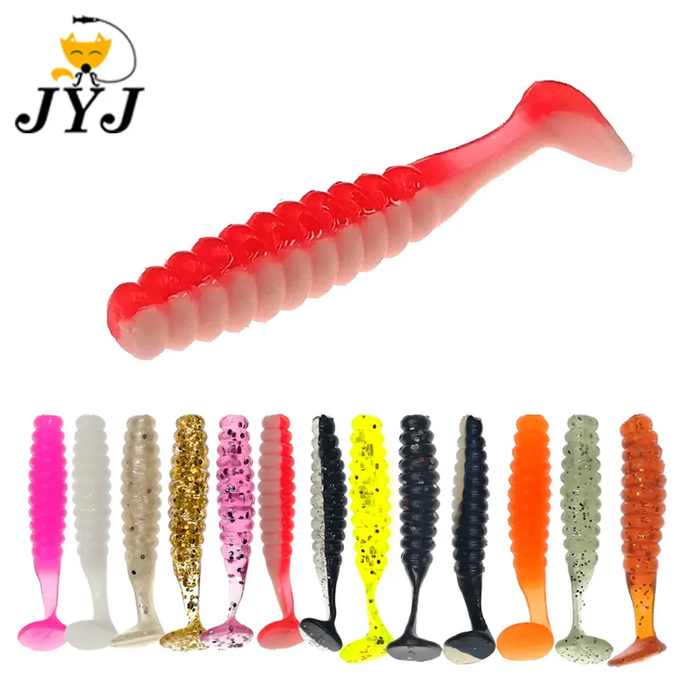 JYJ 10 Uds 4cm 13 colores súper pequeño mini cola de paleta suave Japón cola gusano cebos pesca señuelo larvas aparejos para peces pequeños - imagen 2