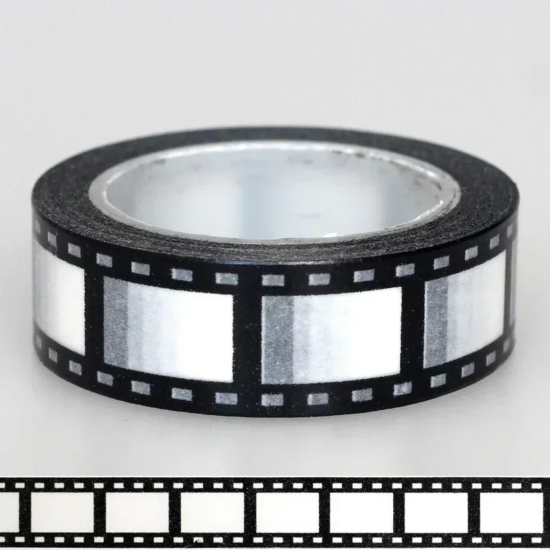 Cinta Washi de película para cámara en blanco y negro, 10 metros, pegatina decorativa DIY, herramientas de álbum de recortes, cinta adhesiva para álbum de fotos - imagen 4