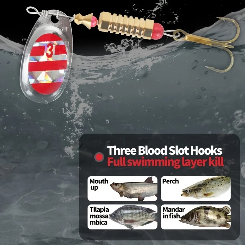 10 unids/lote señuelo giratorio cuchara de Metal 4 a 9g Spoonbait Crankbaits Wobblers de pesca para Lucio conjunto de ganchillo aparejos de cebo - imagen 3