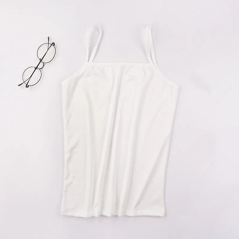Chaleco Base para mujer, camisola con tirantes, camiseta interior de verano en blanco y negro, ropa interior ajustada multiusos, Top corto, camisetas sin mangas, chaleco Halter - imagen 2