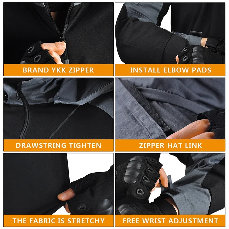 HAN WILD-traje táctico para exteriores para hombre, conjunto de senderismo, ropa de escalada, uniforme de combate, camisa de Safari, pantalones de acampada, traje de caza - imagen 5