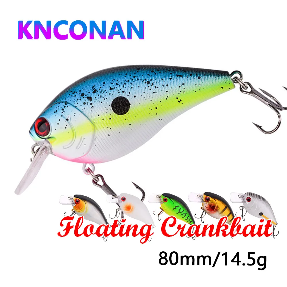 1 unidad Crankbait 80mm 14,5g sonajero poco profundo flotante Wobbler señuelo de pesca duro Minnow manivela Artificial aparejos de trucha lubina