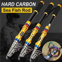 Caña de pescar telescópica portátil ultraligera de 1,8-3,6 M, potencia de acción media, carbono duro, viaje, Surf, Baitcasting, caña de Pesca