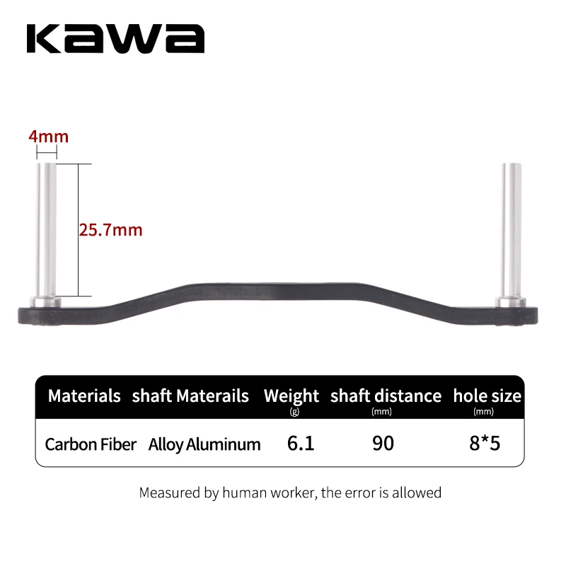 Kawa nuevo 1 pieza mango de carrete de pesca diseño de chaflán de fibra de carbono longitud 100/95mm tamaño del agujero 8*5/7*4mm espesor 3mm accesorio de carrete DIY - imagen 3