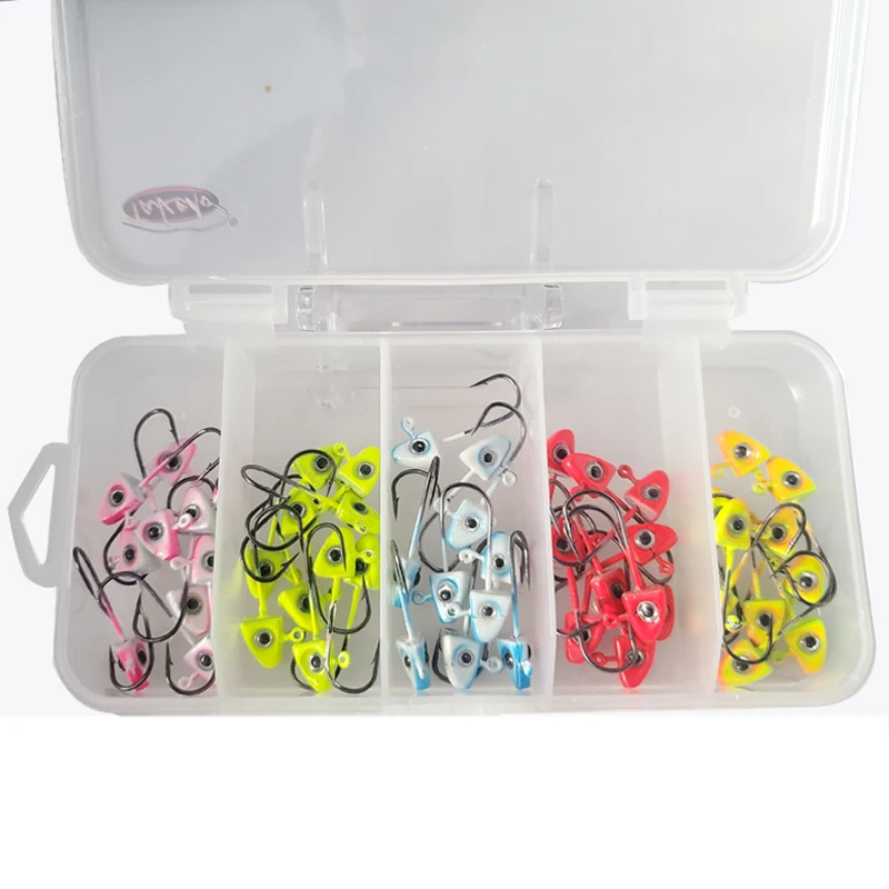 TAKEDO 50 Uds 1,7G anzuelo de plomo con cabeza de pez pesca en raíz anzuelo de pesca en hielo anzuelo con cabeza de anzuelo con gusano suave para cacao - imagen 2