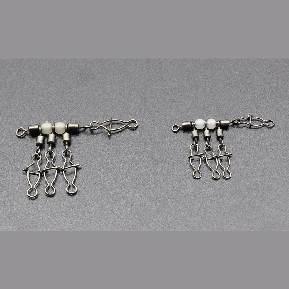 Conector de clavija de pesca luminosa, diseño luminoso, característica brillante, mecanismo giratorio, conector de cuentas brillantes, plantilla de calamar, 5 uds.