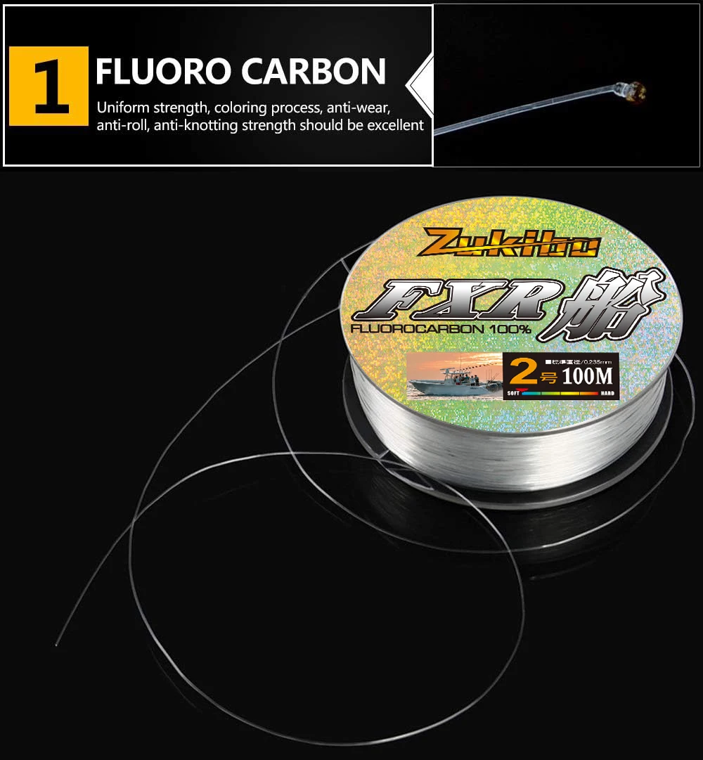 ZUKIBO FXR Boat Shore – Líder Fluorocarbono Invisible y Resistente - imagen 2