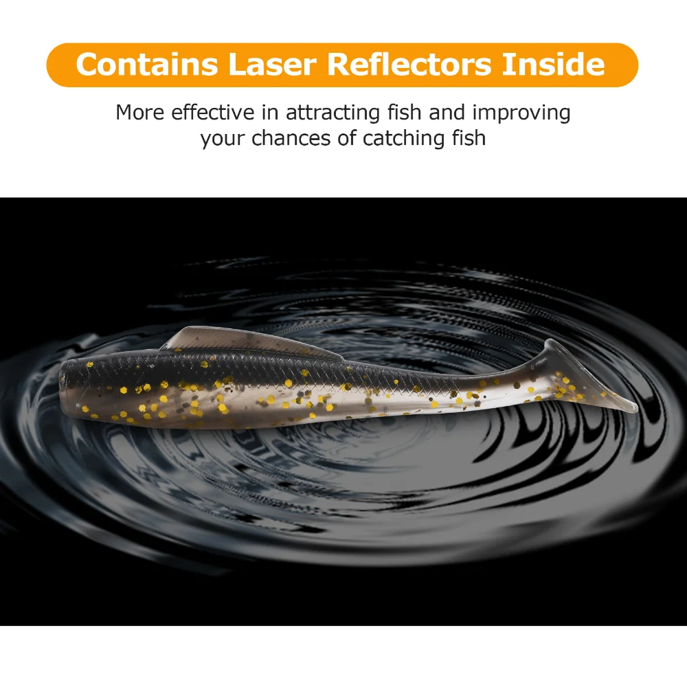 Goture-Juego de Señuelos de Pesca de cola en T suave, Señuelos de Pesca de pececillos para lubina, señuelos de camarones suaves para agua salada y dulce - imagen 3