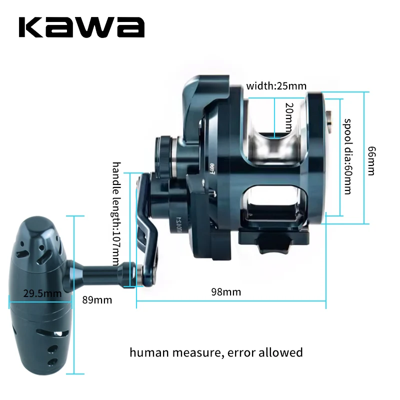Carrete Slow Jigging Kawa – Cuerpo CNC metálico para pesca de altura - imagen 2