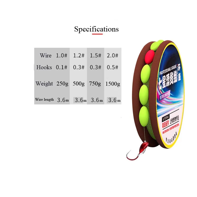 Seven Star-Juego de anzuelos de pesca, Seven Star Drift Line de 3,6 M, juego completo de anzuelos de pesca salvajes - imagen 3