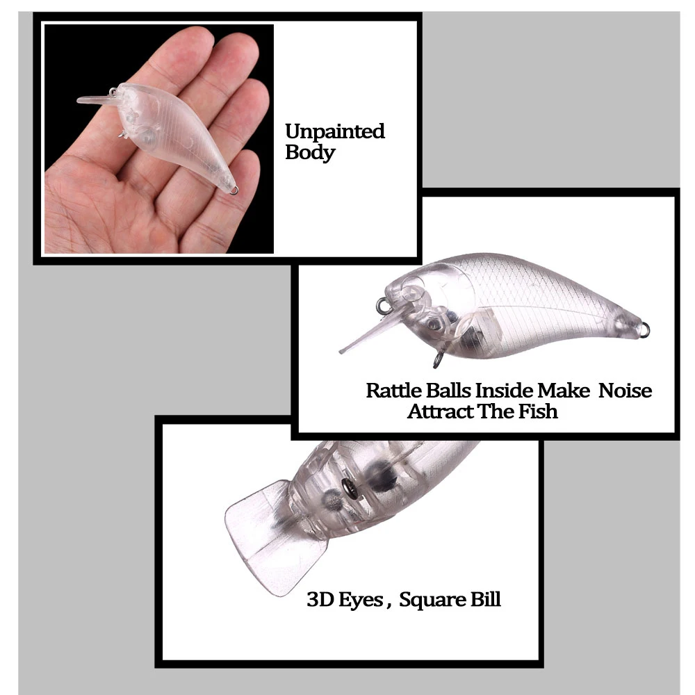 Chan'sHuang-Cebo en blanco 20 piezas sin pintar, señuelo de pesca Artificial hecho a mano, 7cm, 7,9g - imagen 5