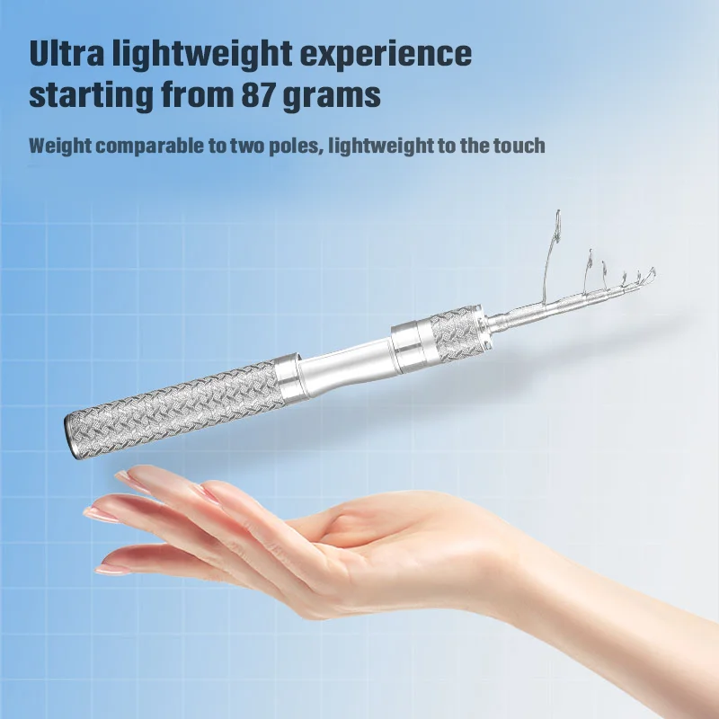 DEUKIO-caña de pescar giratoria telescópica de 1,68/1,8 m, punta suave de fibra de carbono ligera, Mini caña de pescar de sección ultracorta de 31cm - imagen 4