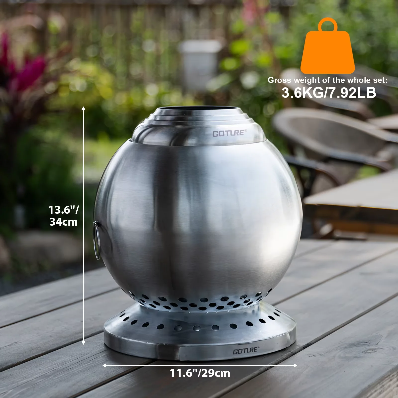 Juego de horno de combustión esférica Goture, 360 °   Combinación triple esférica de doble pared con calor uniforme, estufa exterior segura y eficiente - imagen 2