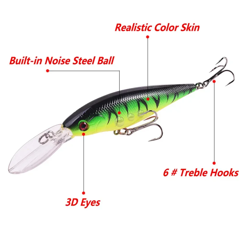 Señuelos de Pesca flotantes, Wobblers de buceo, 11cm, 10g, cebo duro Artificial, Lucio, carpa, Crankbaits, aparejos de Pesca, 1 Uds. - imagen 4