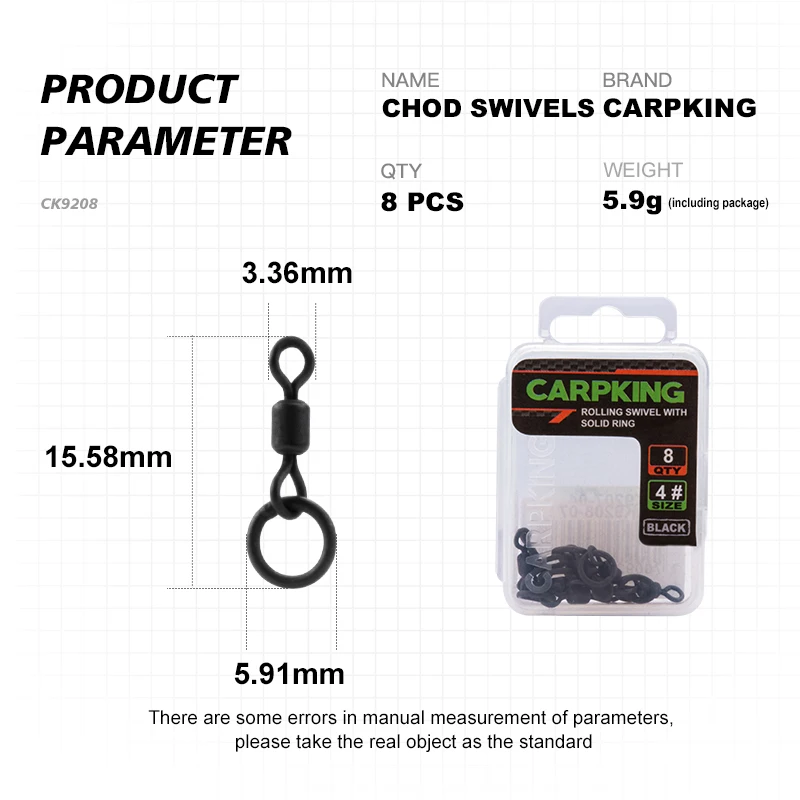 8 Uds. De giratorios para pesca de carpa, anillo de cambio rápido, giratorios, Micro anillo de gancho negro, giratorios para enfriar, accesorios para aparejos de pesca - imagen 2