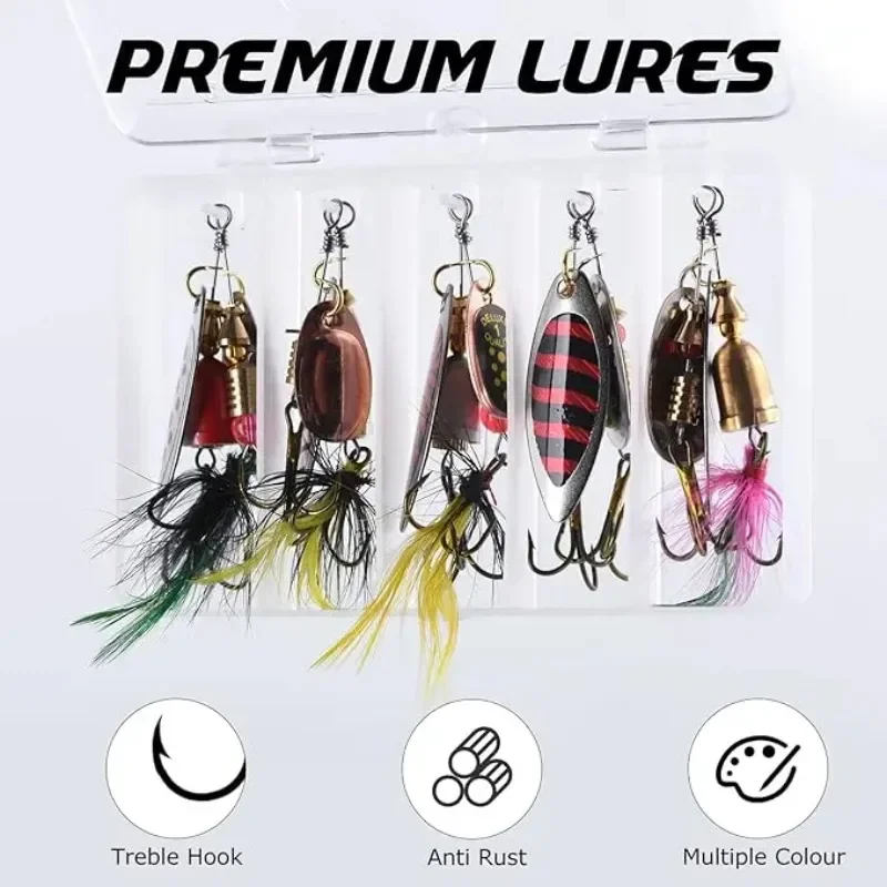 Cuchara de pesca Goture – Giro 360º con anzuelos triples para lubina - imagen 4