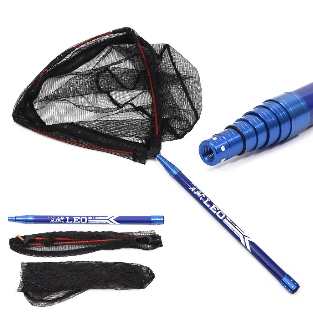 Red de aterrizaje de pesca telescópica ligera de aleación de aluminio de 210cm con mango de poste telescópico extensible aparejos de pesca de carpa