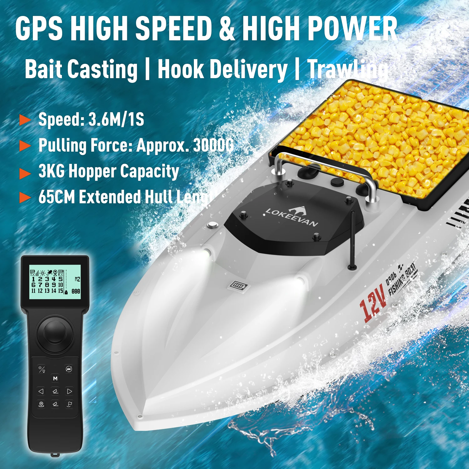 Barco Cebador GPS Lokeevan D80B – Alta velocidad y pesca con líneas