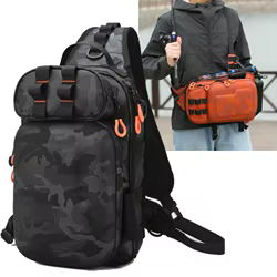 Mochila táctica con señuelo de pesca con soportes para cañas, bolsa deportiva Molle para el pecho, riñonera para senderismo y escalada al aire libre, riñonera grande para caza