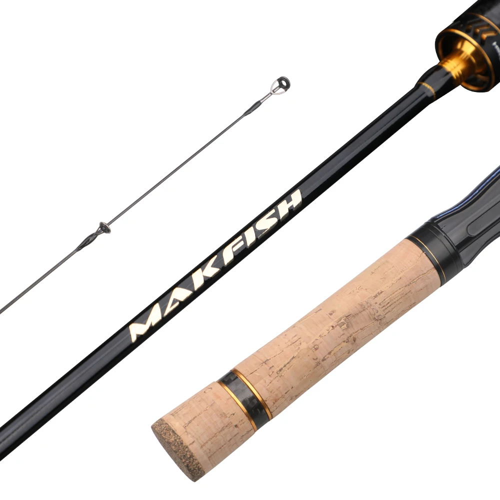 ROLLFISH UL-caña de pescar ultraligera de fibra de carbono para trucha, punta sólida de alta sensibilidad, acción rápida, ligera + línea de 100m - imagen 3