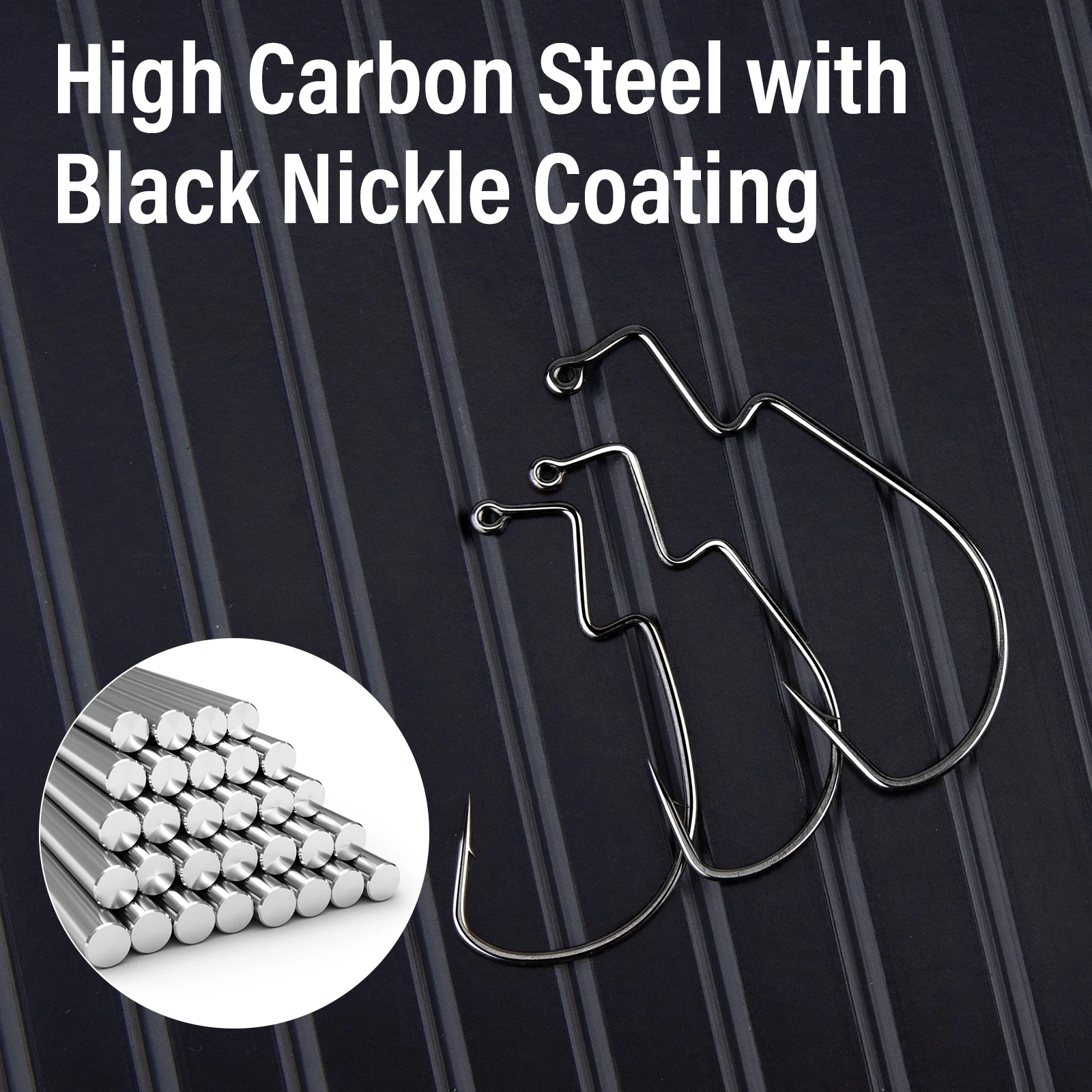 Anzuelos Multioffset Níquel Negro – Acero carbono para vinilo Texas - imagen 5