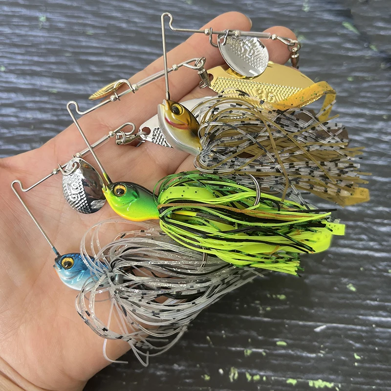 Señuelo giratorio de 18g para pesca, cebo de alambre elástico, plantillas de Metal, falda de silicona, gancho de acero inoxidable, cuchara Wobbler para lubina, Lucio, invierno - imagen 4