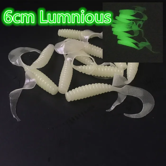 60 unids/lote 4 cm/6 cm luminoso súper suave sílice artificial gusano cebo para pesca señuelo cuerpo blando gusano señuelo gusano cebo - imagen 2