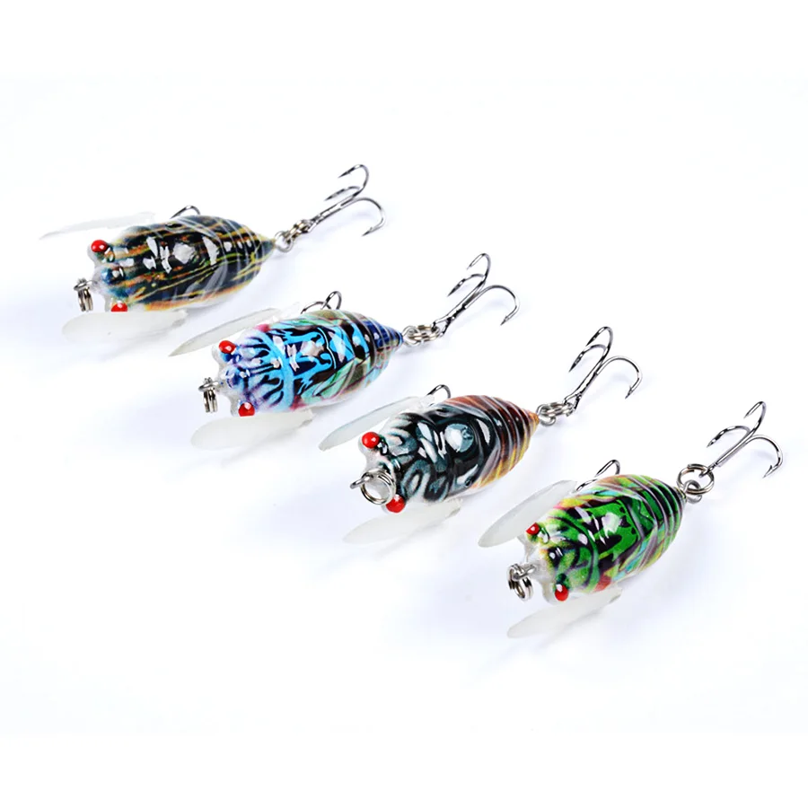 Señuelos de pesca de cigarra, cebos duros para insectos, Wobblers artificiales para curricán, superficie de perca, Swimbait, Topwater, saltamontes, 8 Uds. - imagen 3