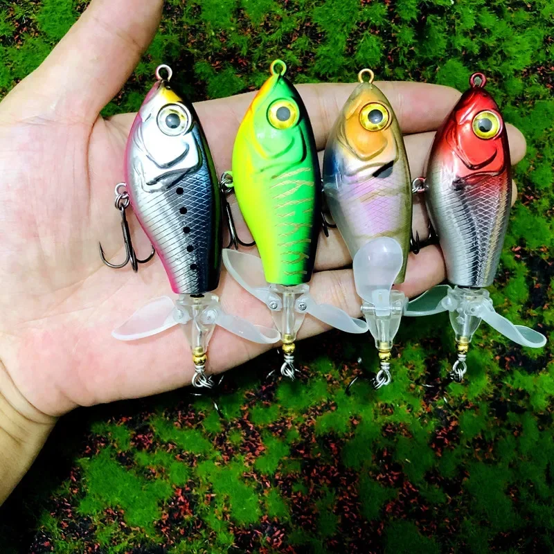 Whopper-señuelo de pesca Popper para carpa, cebo duro flotante de doble hélice, cola giratoria suave, 90mm, 16g - imagen 4