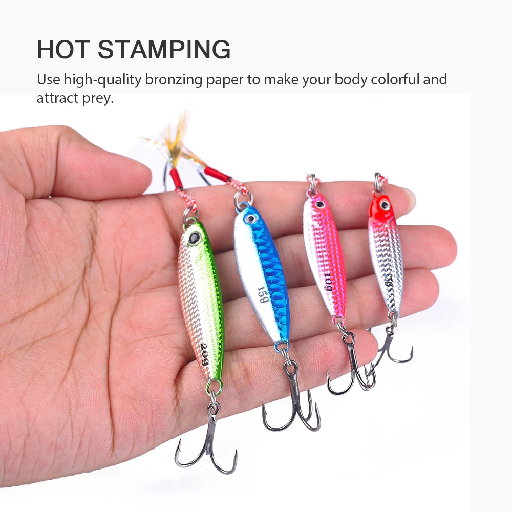 Hanlin Señuelos de Pesca de plantilla de Metal, 7G/10G/15G/20G, orilla Cast Jigging, cebos de vibración coloridos, trucha, agua salada, aparejos de Lucio - imagen 4