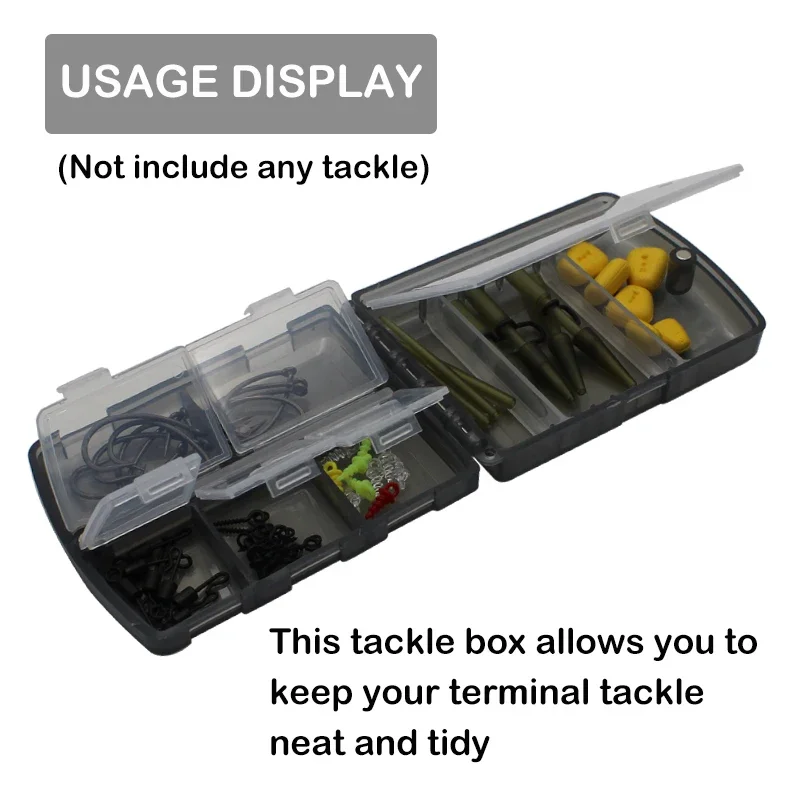 Caja de aparejos de pesca, 8 compartimentos, señuelo de pesca, gancho de cebo suave, estuche de almacenamiento, accesorios magnéticos desmontables para pesca de carpa - imagen 5