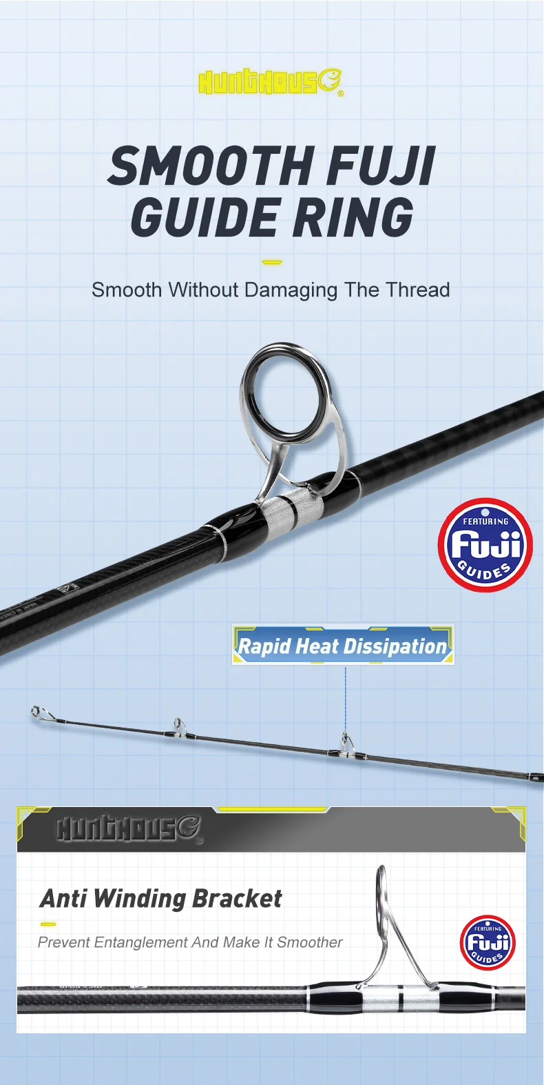 Experimente una pesca suave y duradera con el anillo de guía de Fuji suave