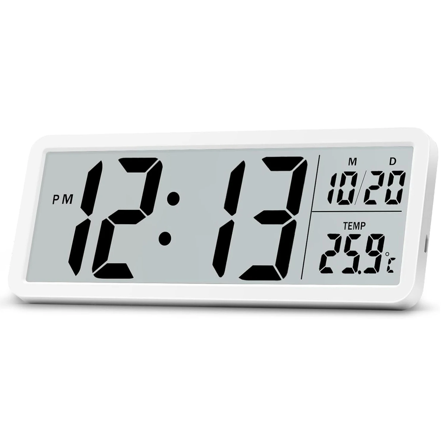 Reloj digital LCD 8 pulgadas con fecha, hora y temperatura doble - imagen 2