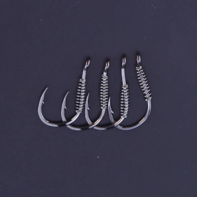 Anzuelos de pesca de primavera, aparejos de pesca con púas de acero de alto carbono, cuerpo aplanado, punta afilada, para pesca en río y mar, 20 unidades por lote - imagen 2