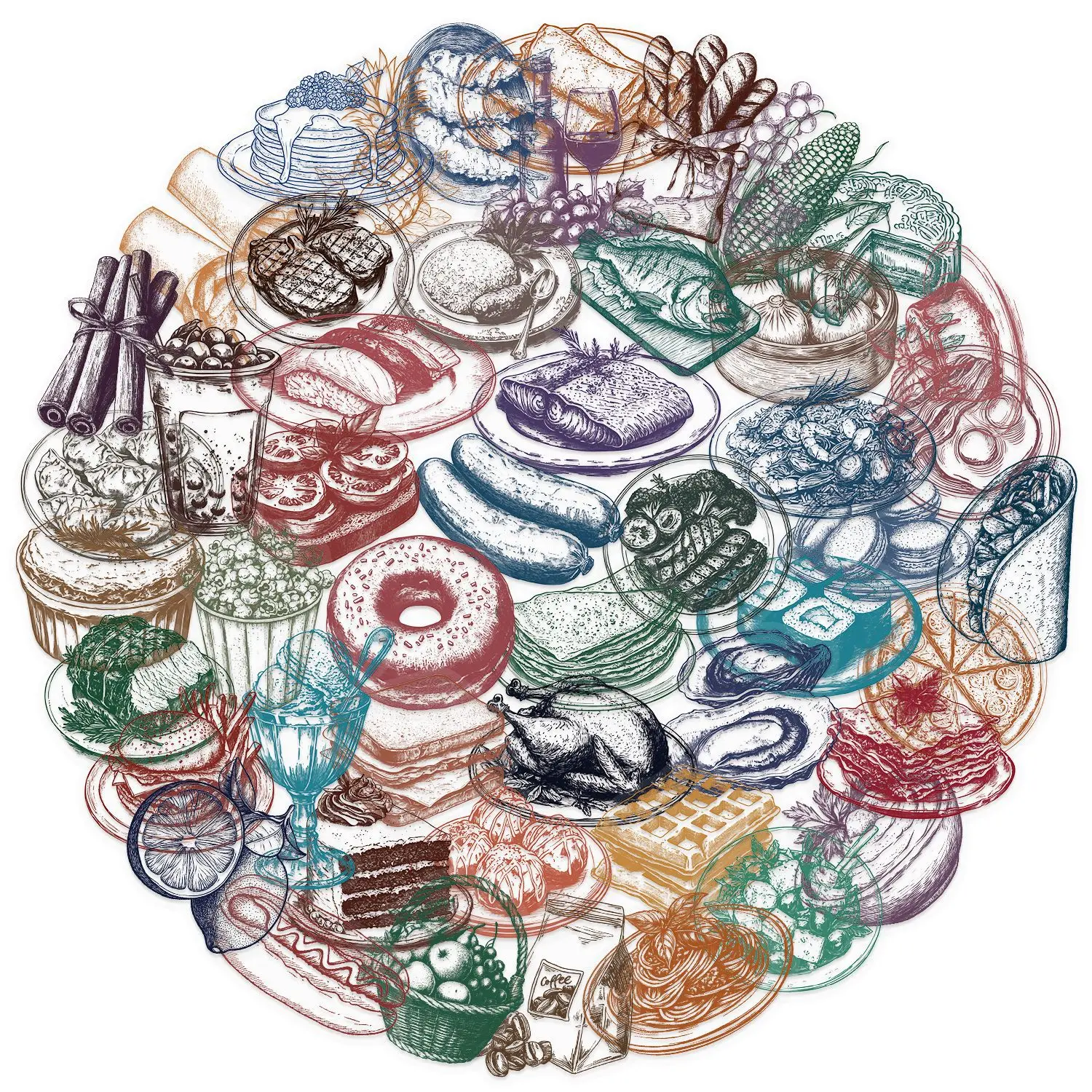 50 Uds. De pegatinas transparentes Retro de comida para mascotas, álbum de recortes, teléfono, guitarra, portátil, maleta, taza, calcomanías impermeables, juguetes - imagen 2