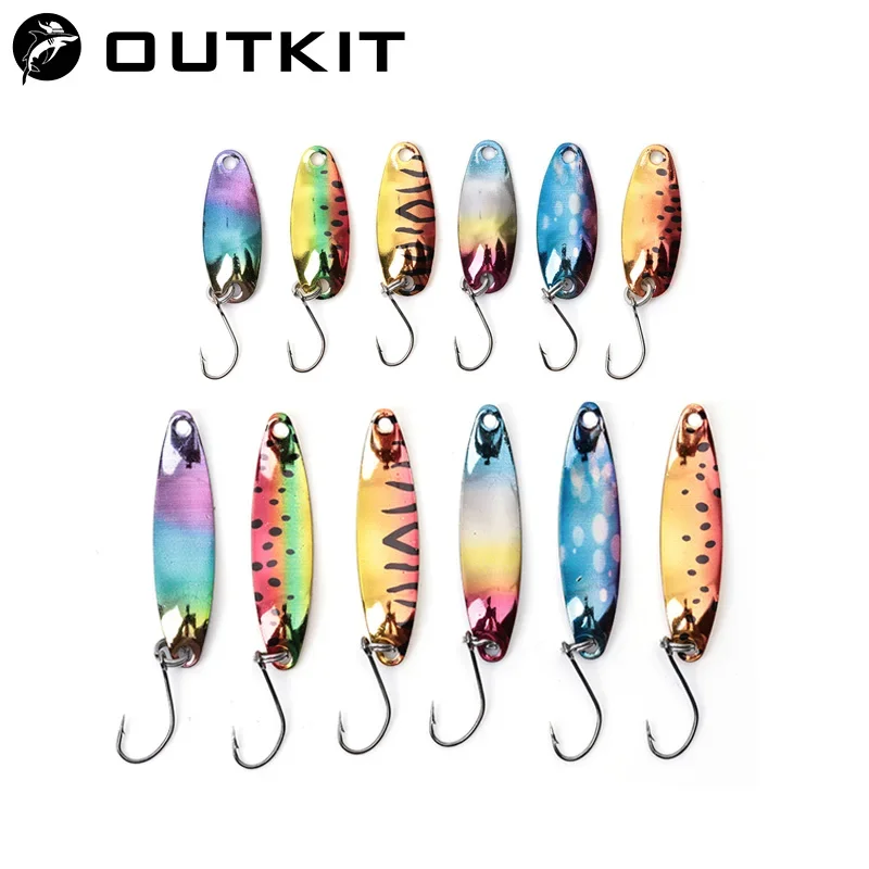 OUTKIT 1 Uds cuchara giratoria de Metal señuelo de pesca de trucha cebo duro lentejuelas ruido Paillette cebo Artificial pequeño Spinner de lentejuelas duras