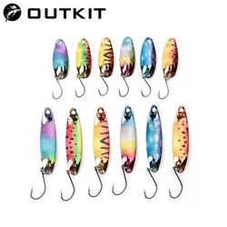 OUTKIT 1 Uds cuchara giratoria de Metal señuelo de pesca de trucha cebo duro lentejuelas ruido Paillette cebo Artificial pequeño Spinner de lentejuelas duras