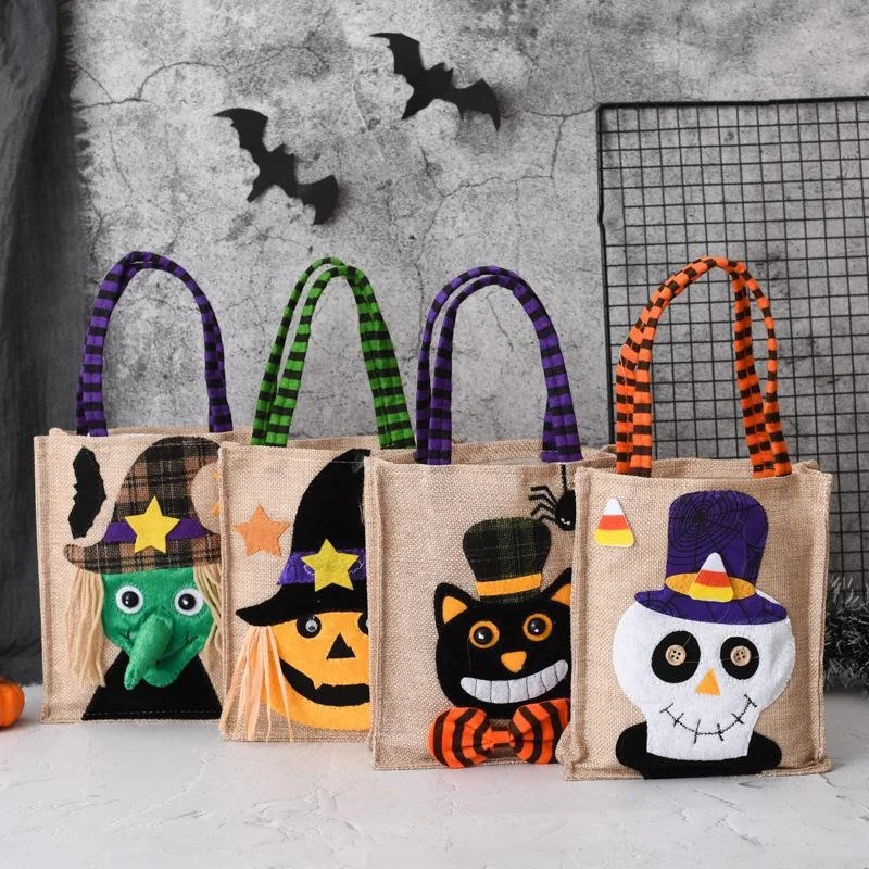 Bolsa de mano no tejida para regalo de Halloween, sombrero negro, calabaza, bruja, fantasma, Festival, fiesta, truco o trato, decoración de Feliz Día de Halloween - imagen 2