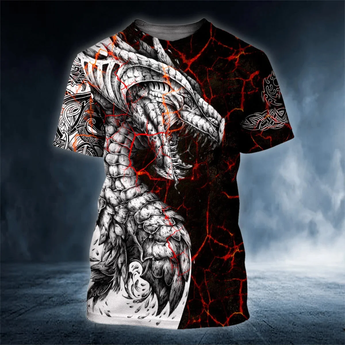 Camiseta con estampado 3D de calavera de dragón púrpura para hombre, camisa de manga corta informal Unisex, moda de verano, TX305 - imagen 3