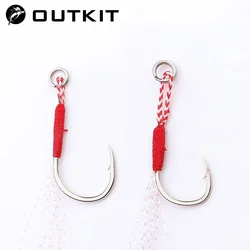 OUTKIT, 10 Uds., señuelo de Pesca, anzuelo duro, plantillas de Pesca DIY, anzuelo de asistencia, anzuelos de plantilla individuales con púas, Pesca de acero rico en carbono