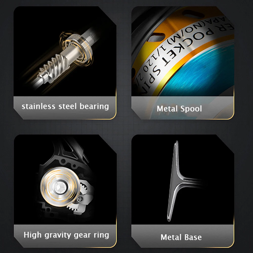 Mini carrete de pesca giratorio, bobina de Metal de 6KG, potencia máxima de arrastre, señuelo de hielo de invierno, rueda pequeña de pesca de agua salada y agua dulce para exteriores - imagen 3