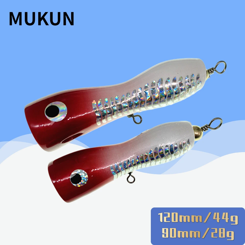 Señuelo de pesca en barco de aguas profundas, cebo de madera Popper, curricán, hecho a mano, cebo GT, 25g, 45g - imagen 3