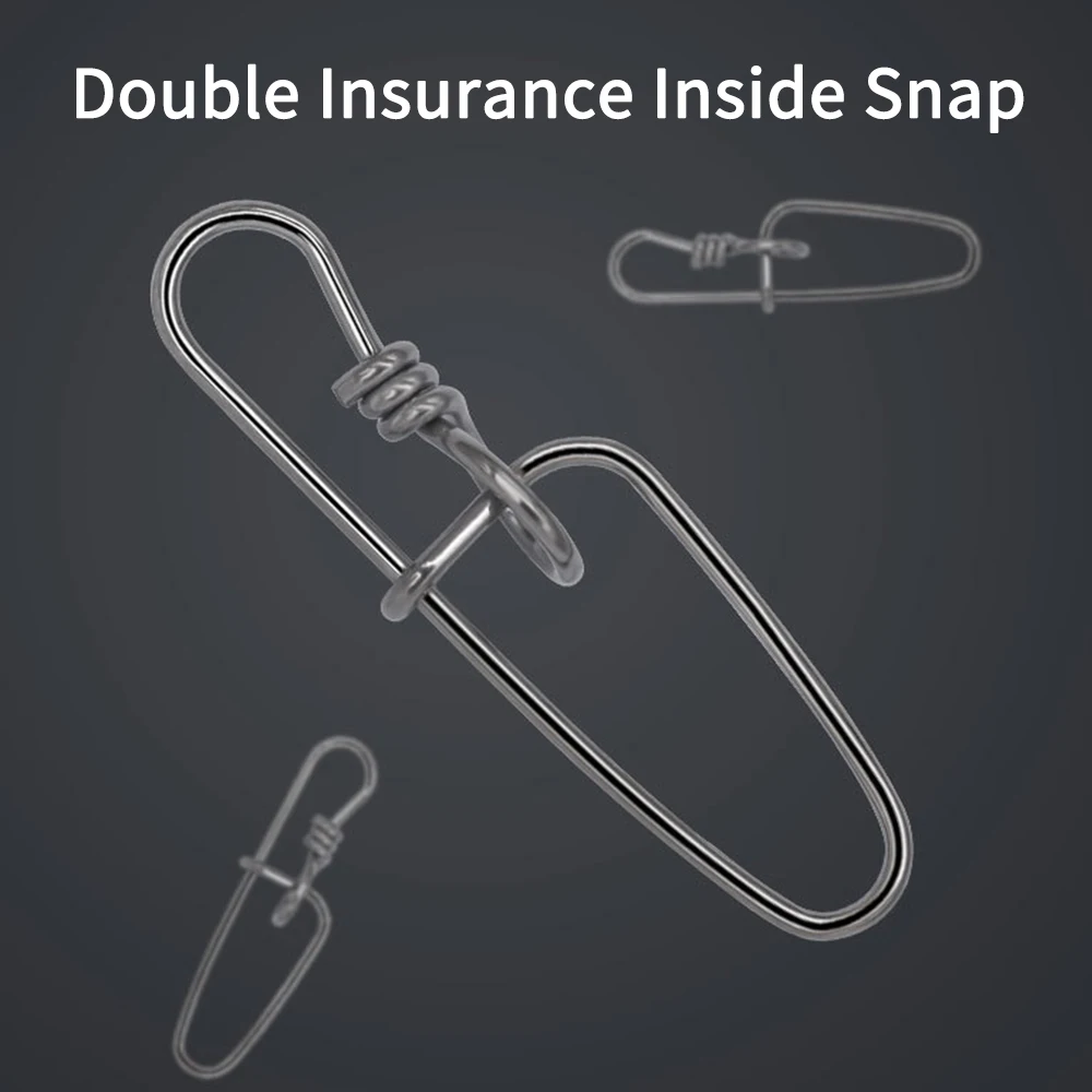 Lionriver 50 piezas 0 # -6 # Conector de señuelo de pesca de Lucio grande, Pin interior de doble seguro de acero inoxidable con cierre de anillo europeo - imagen 2