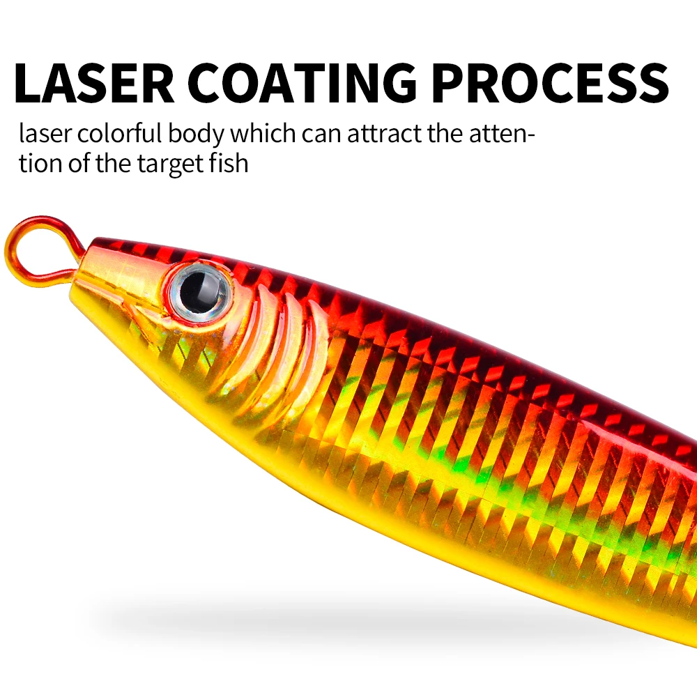 Proberos-señuelo de Jigging brillante, plantillas de pesca de Metal de hierro de colores mezclados, cuerpo láser reflectante mejorado, 40-120g, 1 ud. - imagen 5