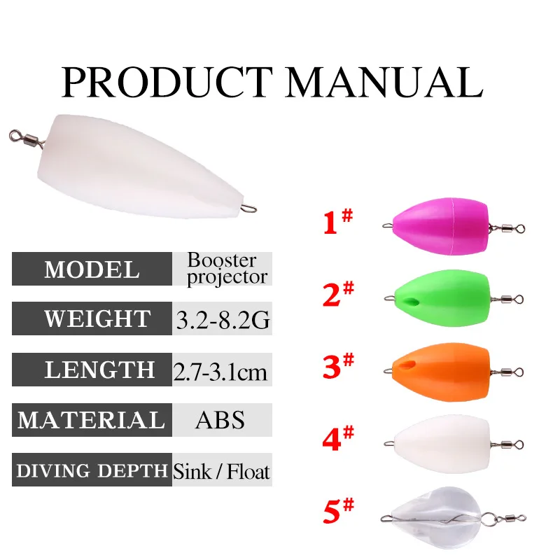 Señuelo de reajuste para pesca, Pin de ayuda para lanzamiento de contrapeso, bucle de 8 palabras, tiro largo, flotante, accesorios auxiliares de pesca, 3,2g, 4,2g, 5 uds. - imagen 3
